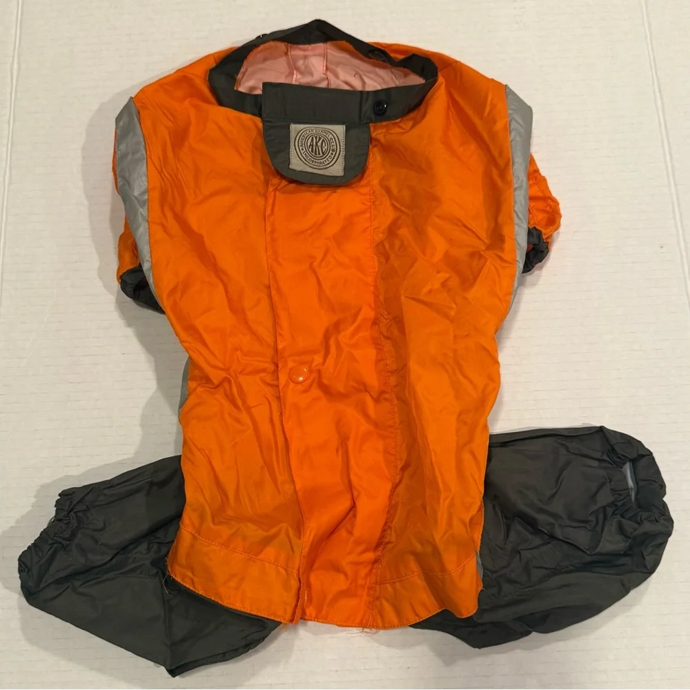 American Kennel Club Dog Rain Jacket Orange Reflective AKC Pet Coat - Picture 7 of 7